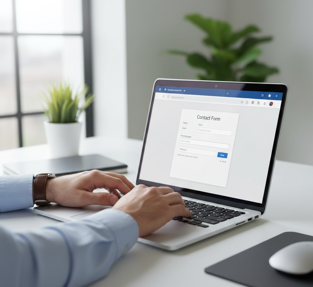 お問い合わせフォームを入力する様子