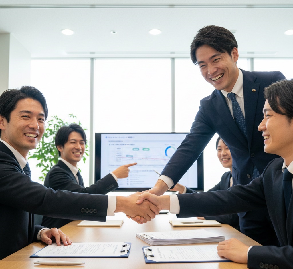 契約書に署名する様子