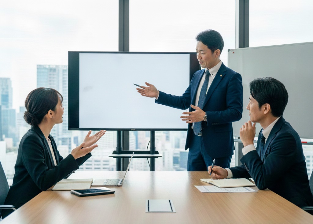 チームでキックオフミーティングを行う様子